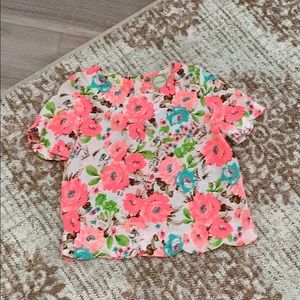 Neon pink floral top